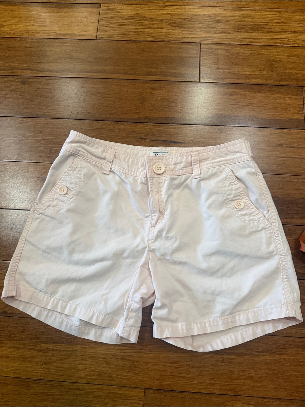 Women's Light Pink Cotton Bermuda Shorts with Button Pockets